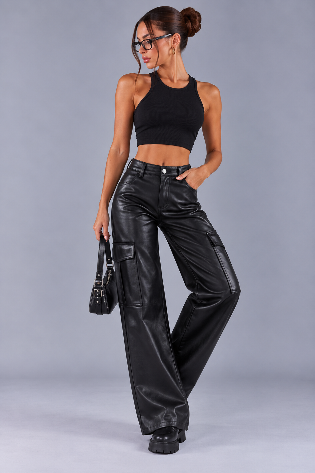Pantalon Simili Cuir Midnight – Noir – URBAD, vue 4