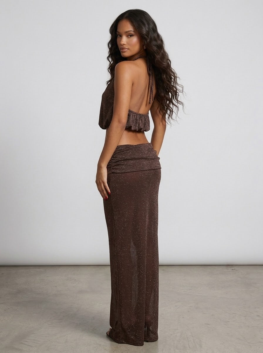 Ensemble Jupe Longue Arizona – Marron – URBAD, vue 2