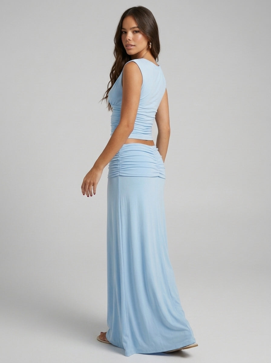 Ensemble Jupe Froncé Muse – Bleu Clair – URBAD, vue 3