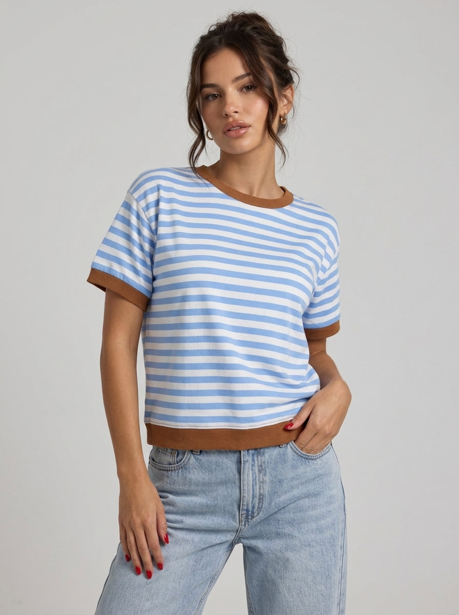 T-shirt Rayé Brunch – Bleu Ciel