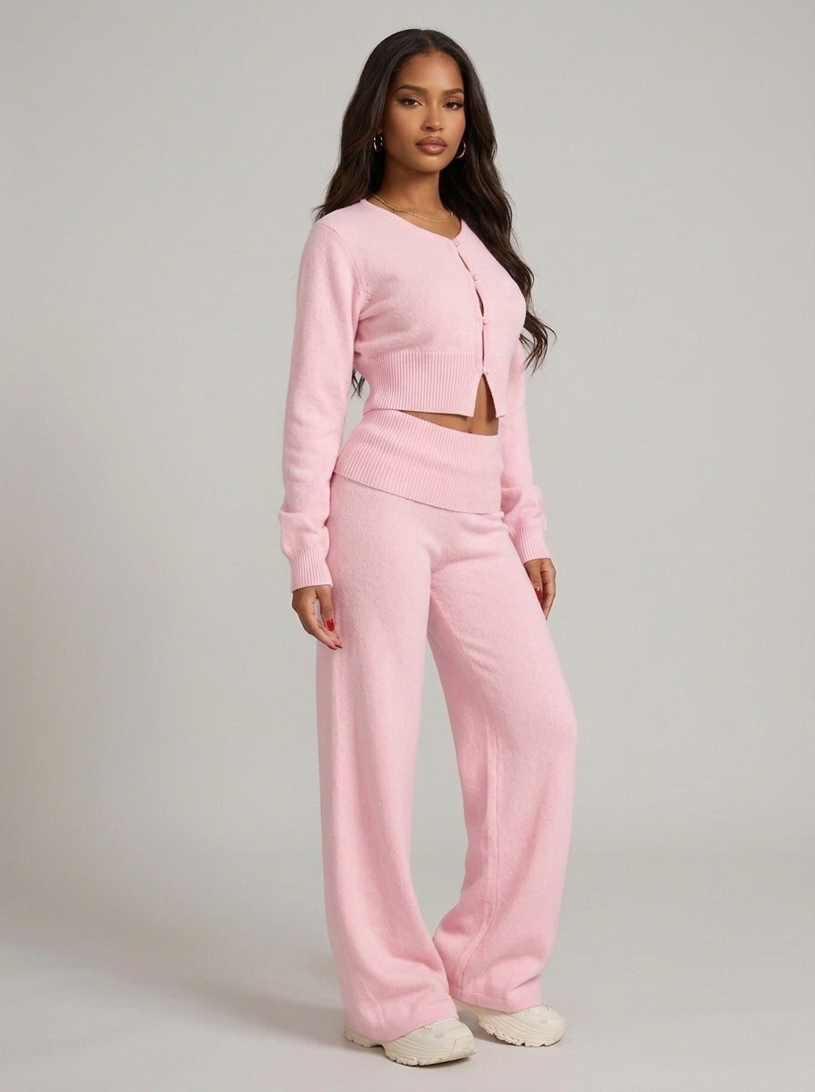 Ensemble Pantalon Maille Harlem – Marron – URBAD, vue 3