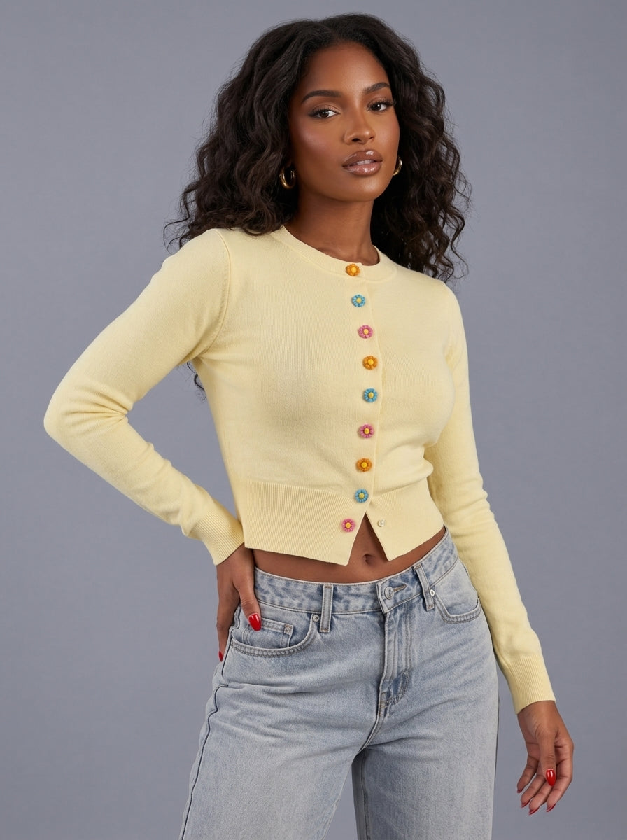 Cardigan Fleuri Sweetheart – Jaune