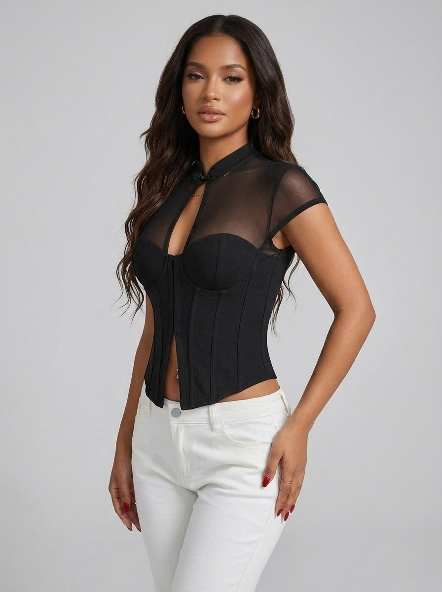 Top Corset Shanghai – Noir – URBAD, vue 3