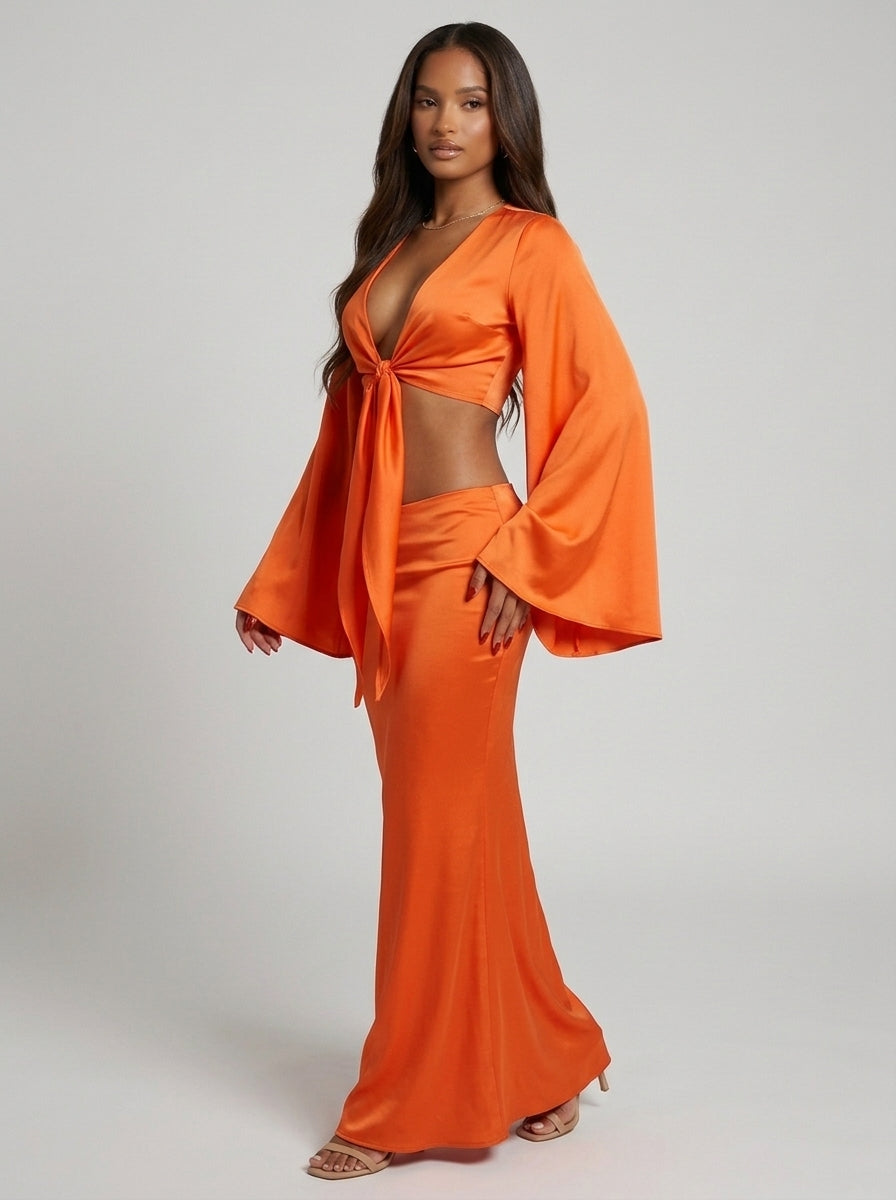 Ensemble Jupe Lacets Femme Fatale – Orange – URBAD, vue 3