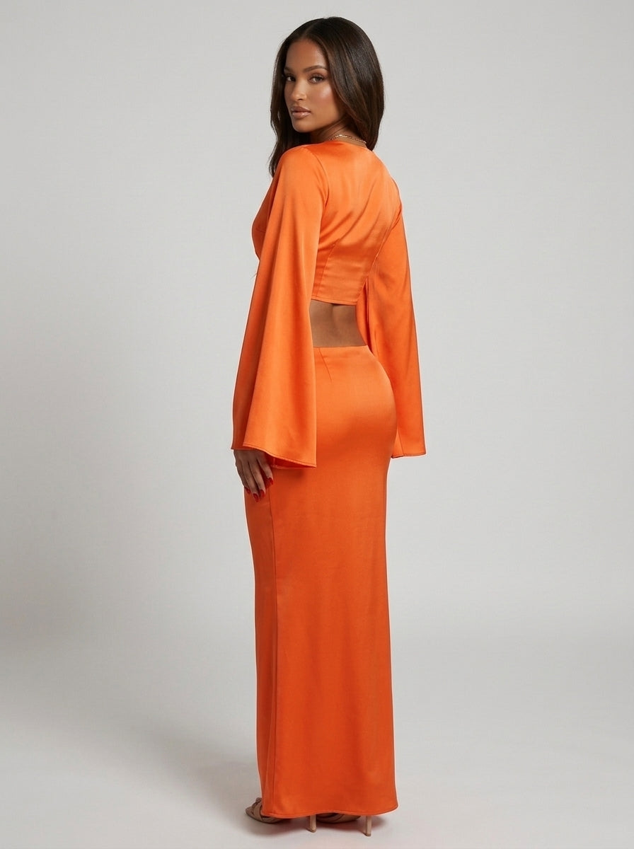 Ensemble Jupe Lacets Femme Fatale – Orange – URBAD, vue 2