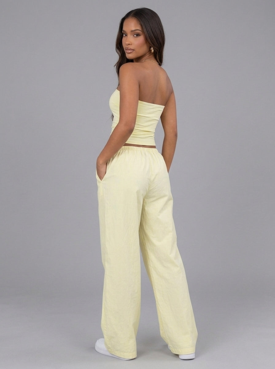 Ensemble Pantalon Bustier Ibiza – Jaune – URBAD, vue 2