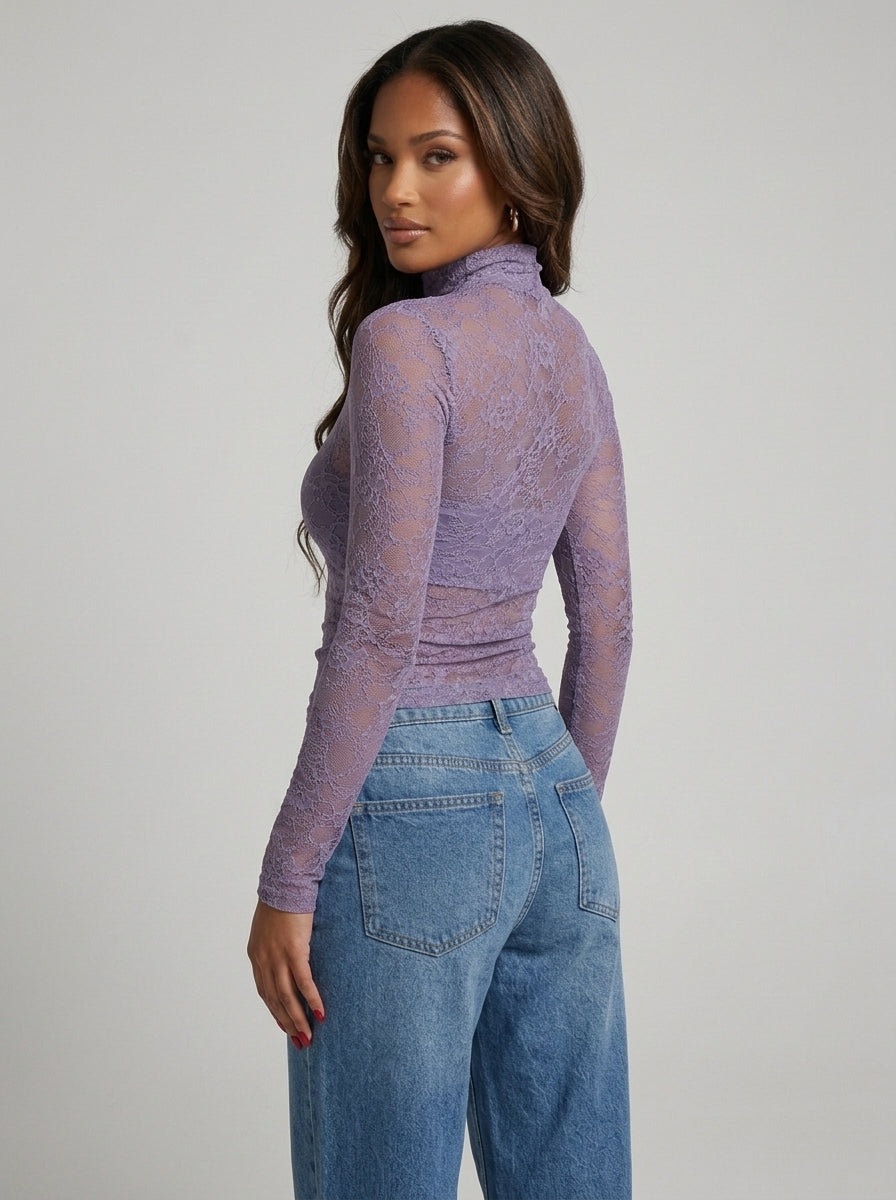 Top Dentelle First Date – Lilas – URBAD, vue 2
