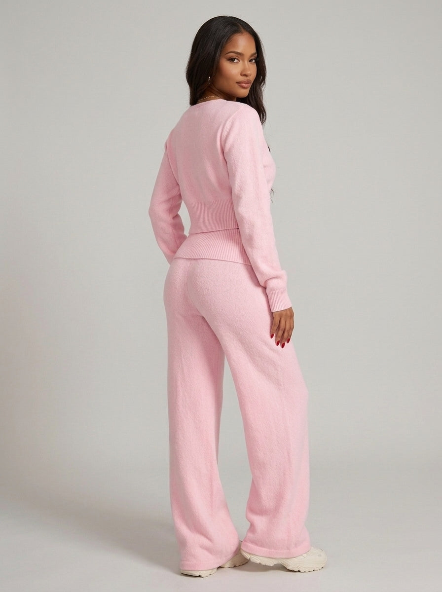 Ensemble Pantalon Maille Harlem – Marron – URBAD, vue 2