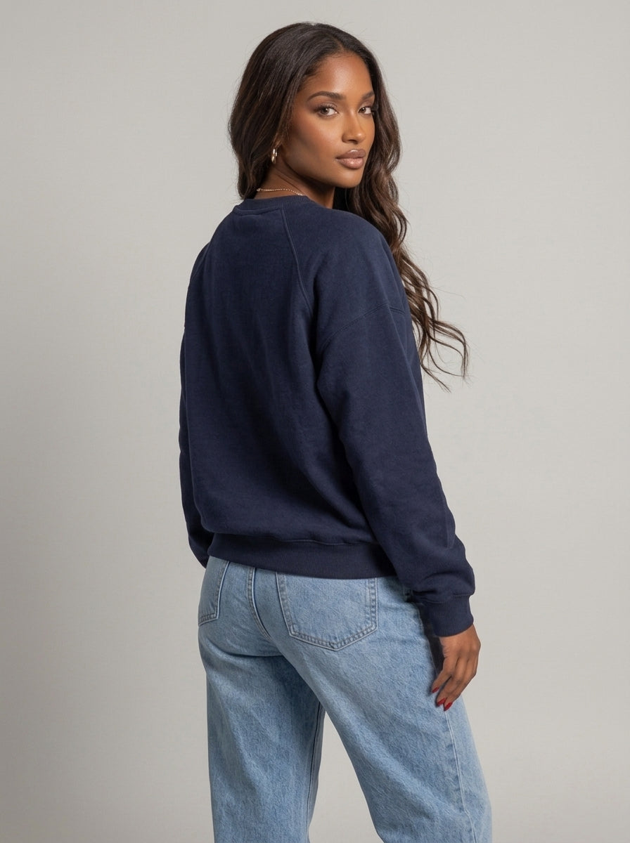 Sweat Oversize Unbothered – Bleu Marine – URBAD, vue 2