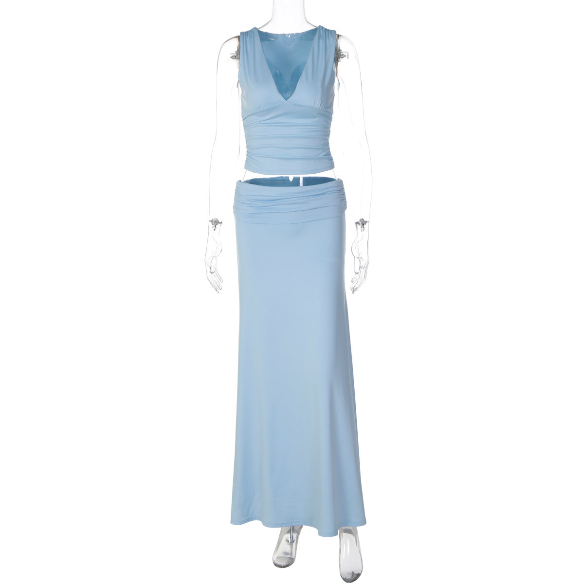Ensemble Jupe Froncé Muse – Bleu Clair – URBAD, vue 4