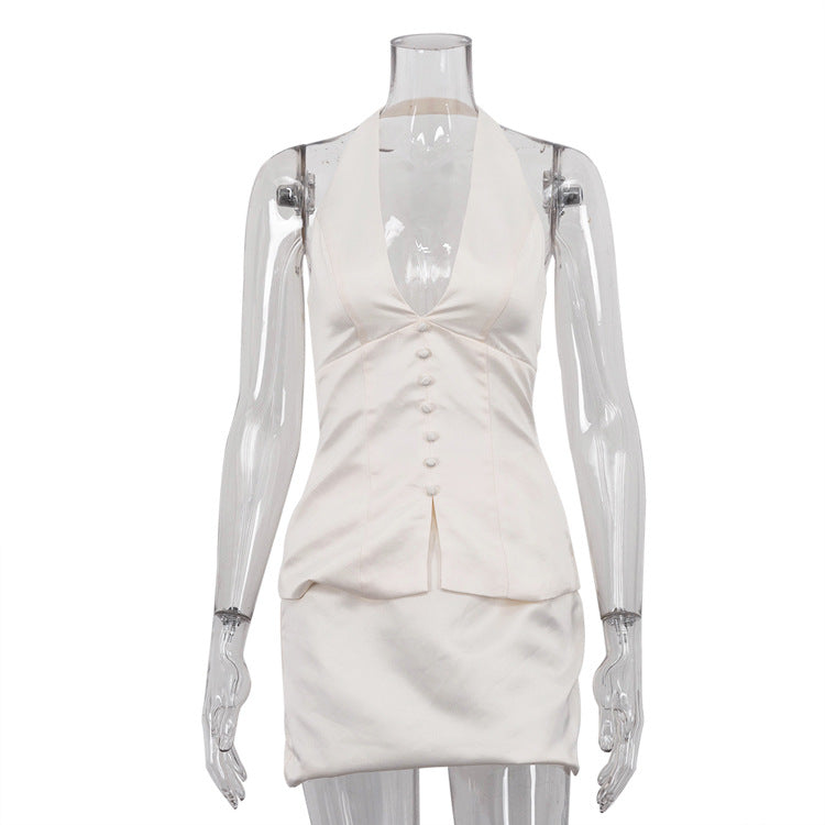 Ensemble Jupe Satin Monaco – Abricot – URBAD, vue 4