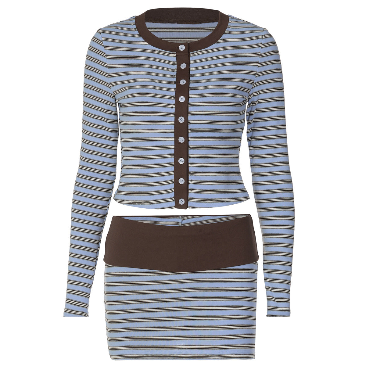 Ensemble Jupe Rayé It Girl – Bleu – URBAD, vue 4