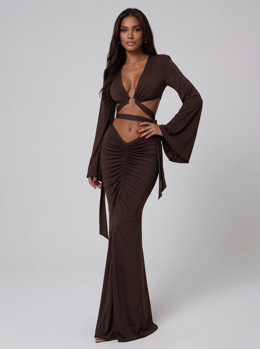 Ensemble Jupe Plissé Golden Hour – Chocolat – URBAD