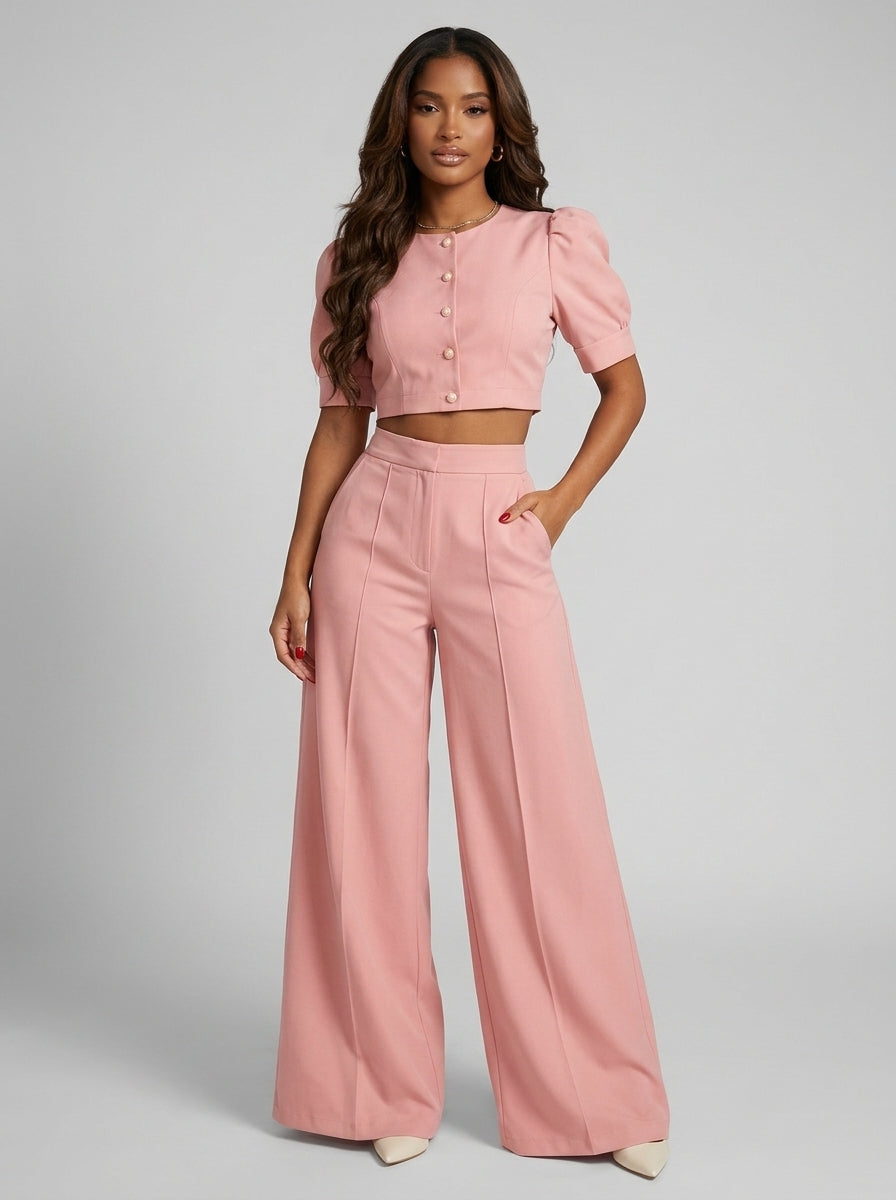 Ensemble Pantalon Palazzo Milano – Rose Poudré – URBAD