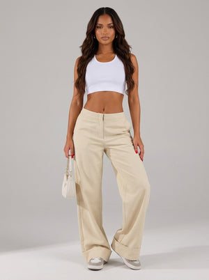 Pantalon Large Vacay – Écru