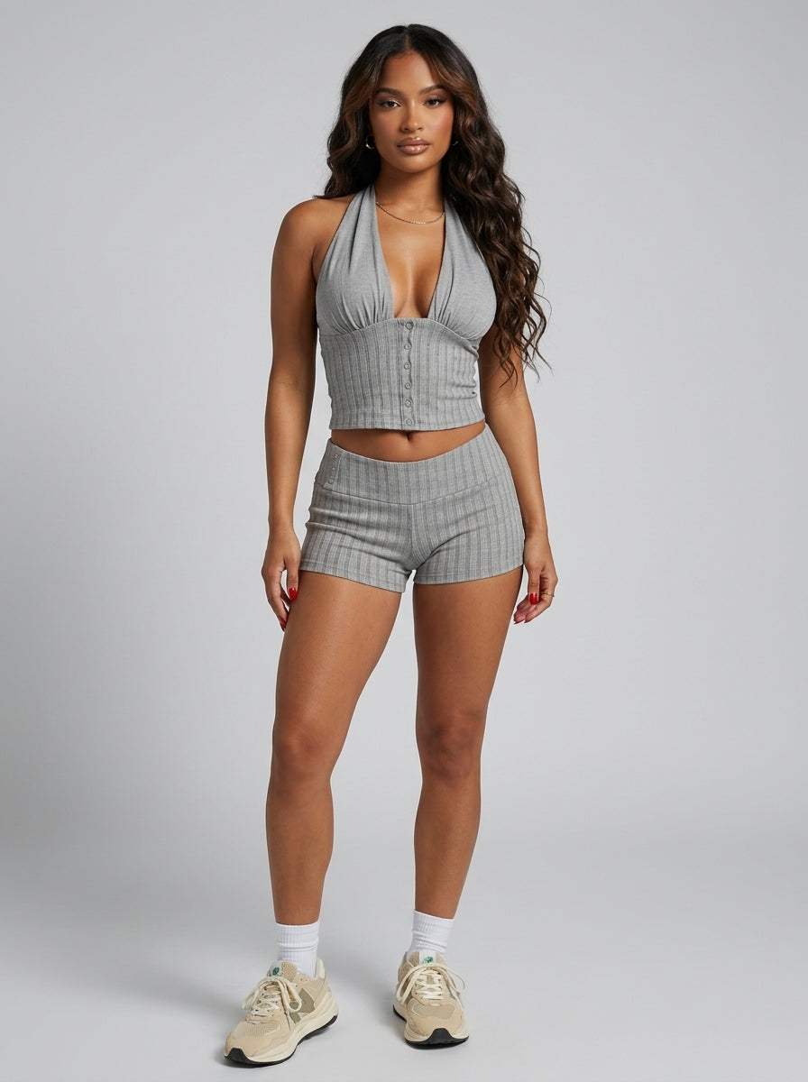 Ensemble Short Rayé Malibu – Beige