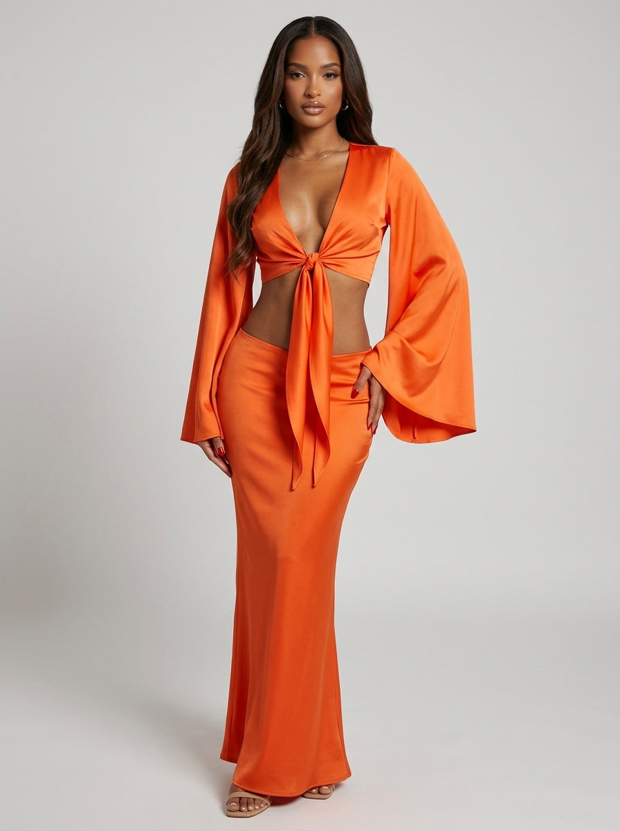 Ensemble Jupe Lacets Femme Fatale – Orange