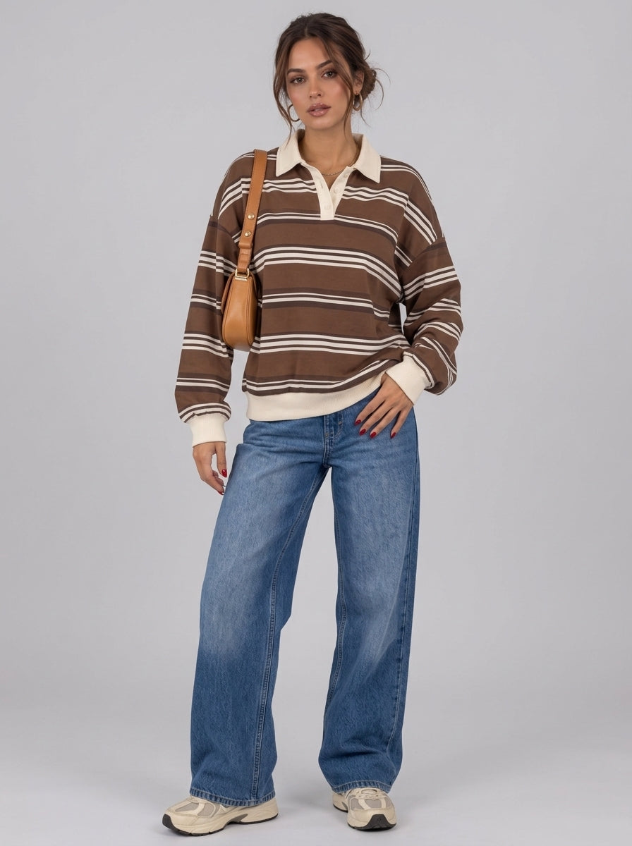 Polo Rayé Study Break – Marron
